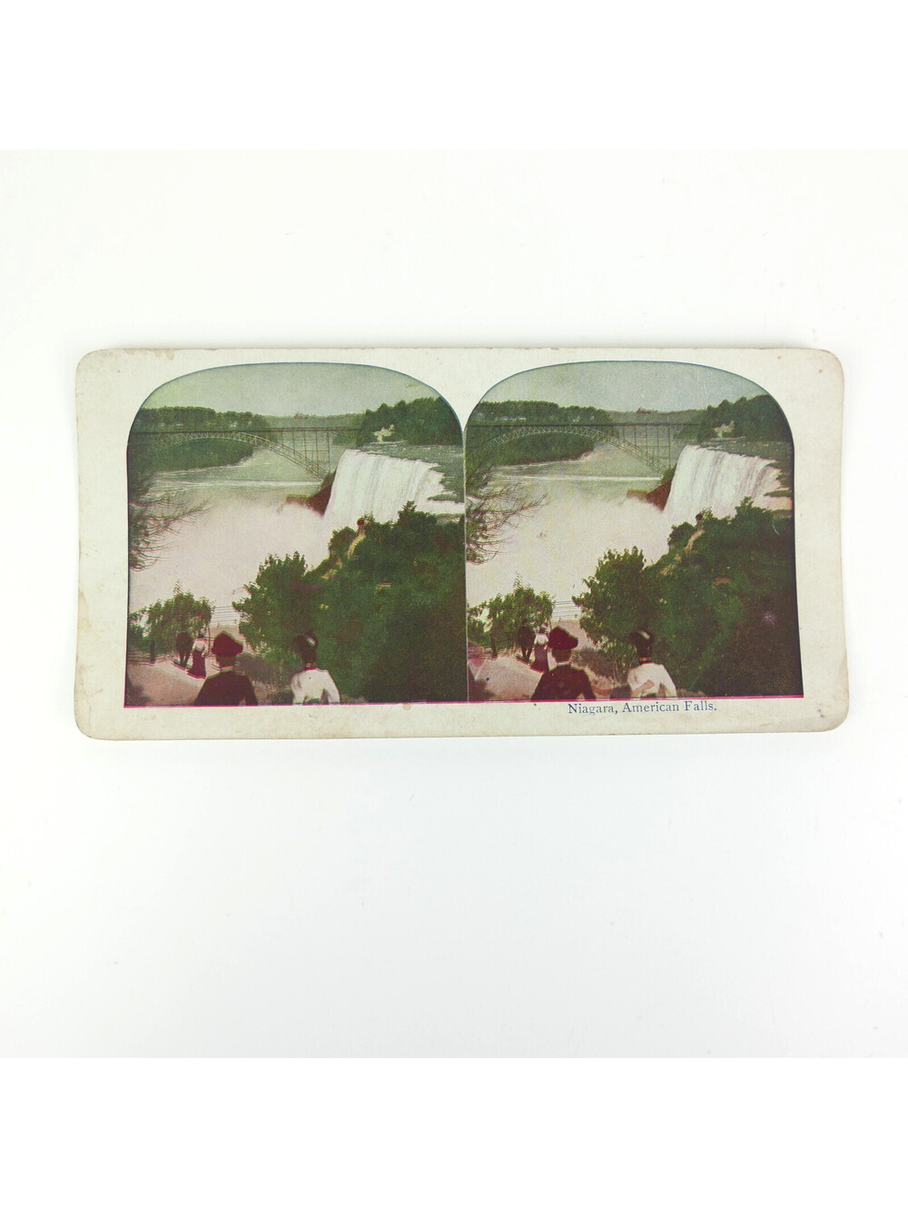 Antique Niagara Falls Stereoview Card American Falls Honeymoon Bridge Vintage